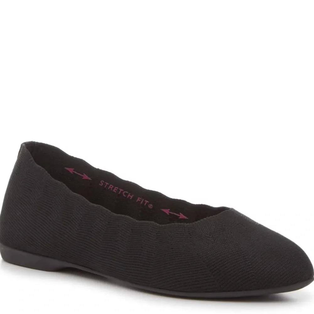 Skechers Women's Black Cleo black ballet most comfortable knit shoes 11 Wide